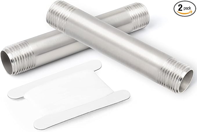 TAISHER 2Pcs Stainless Steel Pipe Fittings, 1/2" NPT x 1/2" NPT Male Threaded, 6" Length Nipple Cast Pipe