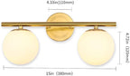 New Bathroom Vanity Light Fixtures 2 Lights Brushed Brass Milk White Globe Glass Shade Modern Wall Bar Sconce Over Mirror (Exclude Bulb