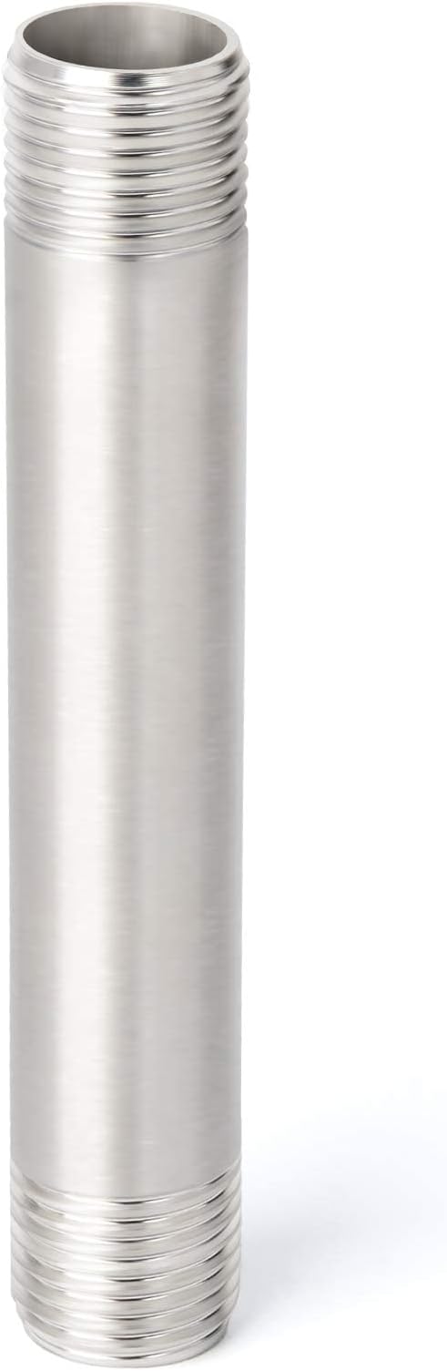 TAISHER 2Pcs Stainless Steel Pipe Fittings, 1/2" NPT x 1/2" NPT Male Threaded, 6" Length Nipple Cast Pipe