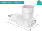 Borju Plug in Light Socket [2-Pack], Outlet to Socket Adapter, 360° Rotatable Plug with On/Off Switch, ETL Listed, White
