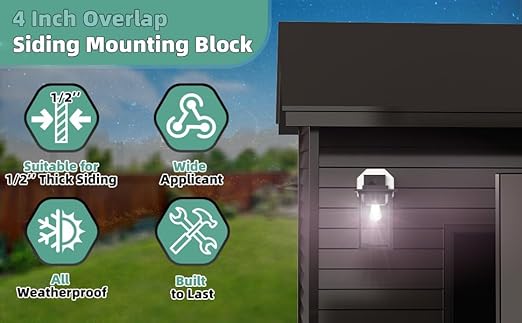 Siding Mounting Blocks, Qulity Siding Mounting Plate, 130110006001 Octagon Small Outdoor Light Mounting Block, for 1/2 inch Lap Double and 4 inch Height Siding, White 2 Packs