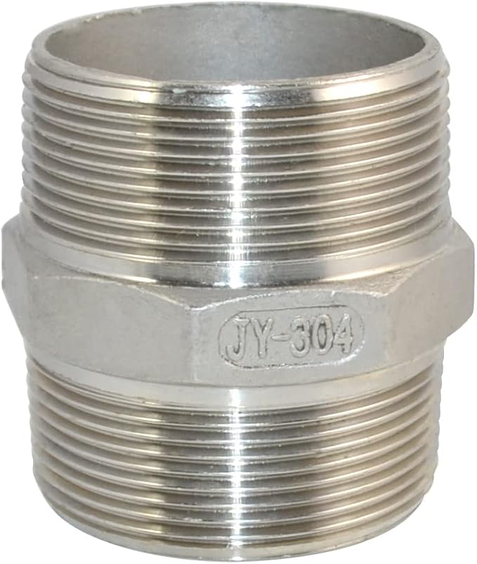 2" x 2" NPT Male Threaded Hex Nipple,Stainless Steel 304 Quick Coupler Pipe Fitting