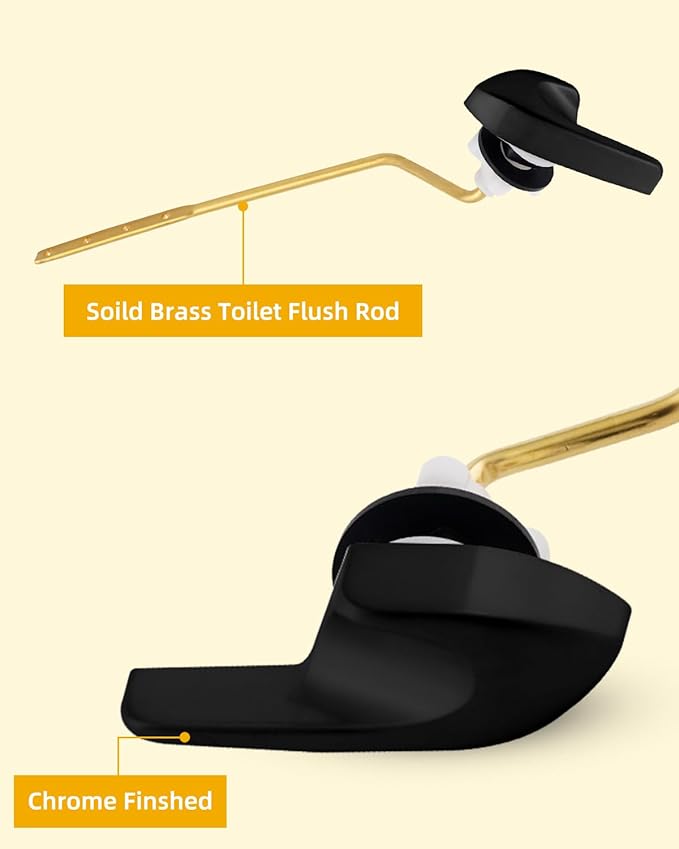 Universal Black Toilet Handle Replacement Kit, Side/Angle Mount Toilet Flush Handle Compatible with Kohler K-GP30324-CP/TOTO/American Standard, Stainless Steel Flapper Chain