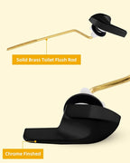 2 Pack Universal Black Toilet Handle Replacement Kit, Side/Angle Mount Toilet Flush Handle Compatible with Kohler K-GP30324-CP/TOTO/American Standard, Stainless Steel Flapper Chain