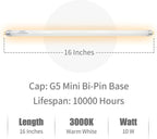 16 Inches F10T5 Replacement Bulb Compatible Jasco T5 10 Watt Warm White 3000K F10T5/830 Fluorescent Tube for Counter and Cabinet Fixture 4 Count