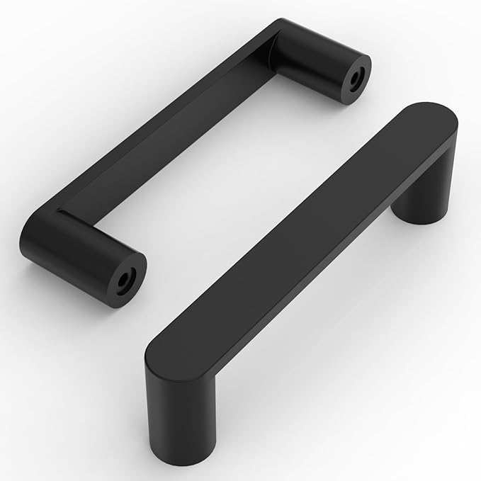 Amerdeco 10 Pack ZH0005MB Matte Black 3.75 Inch(96mm) Hole Centers Kitchen Cabinet Pulls Hardware Modern Kitchen Handles for Cabinets Cupboard Handles Drawer Pulls