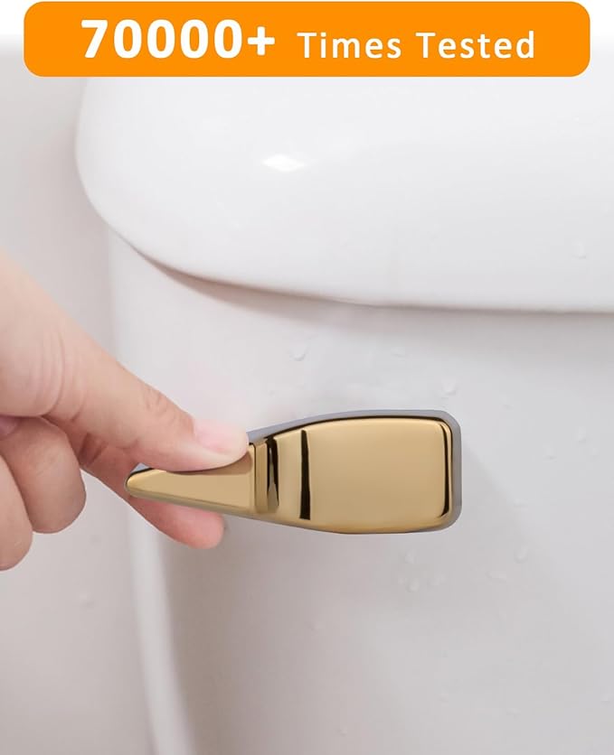 Toilet Handle Replacement Kit, 702 Universal Toilet Flush Handle, Zinc Alloy Toilet Tank Trip Lever with H2 Brass Arm Front-Mount Compatible with American Standard, Mansfield Toilet, Gold