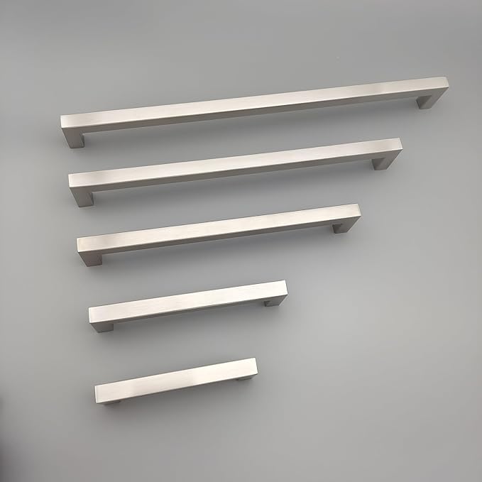 10 Pack Brushed Nickel Cabinet Handles 10 Inches Stainless Steel Square Cabinet Pulls Dresser Drawer Knobs Cupboard Handles Modern Kitchen Cabinet Hardware