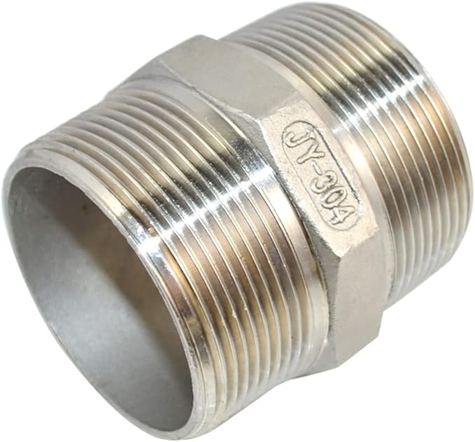 2" x 2" NPT Male Threaded Hex Nipple,Stainless Steel 304 Quick Coupler Pipe Fitting