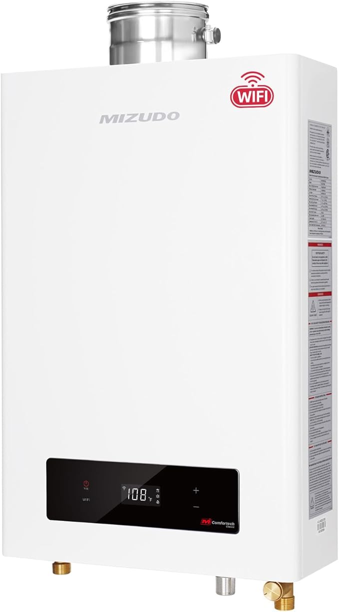 MIZUDO Tankless Water Heater Propane Indoor Direct Vent, Max 7.9 GPM, 180,000 BTU, WiFi&APP Control CSA Certified Instant Hot On Demand Water Heater for Residential Whole House, Gen 3