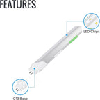 4FT T8 LED Tube Light, Type A+B, 12W/15W/18W/22W, 3000K | 4000K | 5000K | 6500K, Single and Double End Powered, Plug and Play or Ballast Bypass, 2860 Lumens, F32T8, 120-277V, Frosted Cover (24 Pack)
