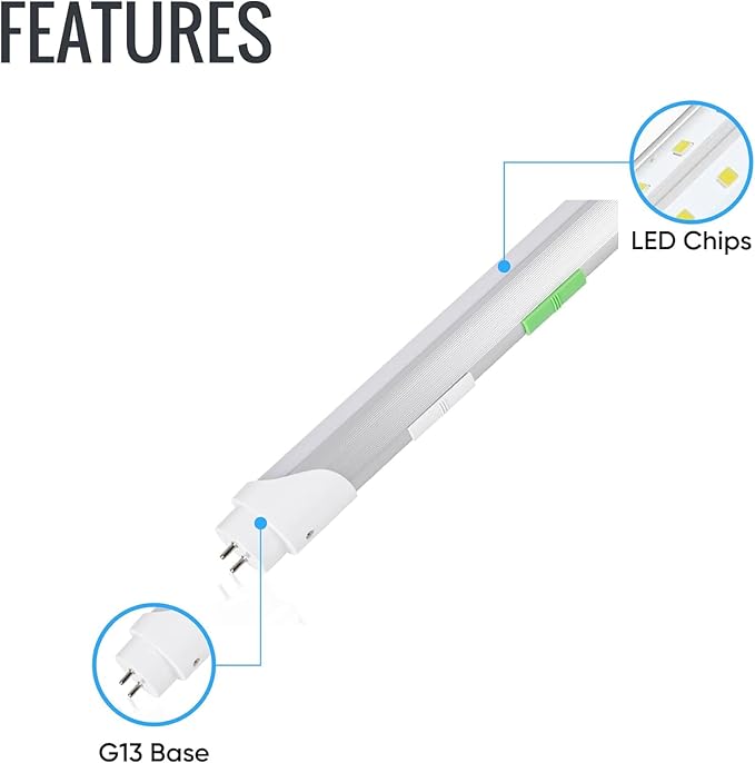 4FT T8 LED Tube Light, Type A+B, 12W/15W/18W/22W, 3000K | 4000K | 5000K | 6500K, Single and Double End Powered, Plug and Play or Ballast Bypass, 2860 Lumens, F32T8, 120-277V, Frosted Cover (4 Pack)