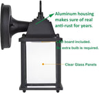 LIT-PaTH Outdoor LED Wall Lantern, Wall Sconce as Porch Lighting Fixture, 5000K Daylight White, 9.5W 800 Lumen, Aluminum Housing Plus Glass, Black Finish, 1-Pack