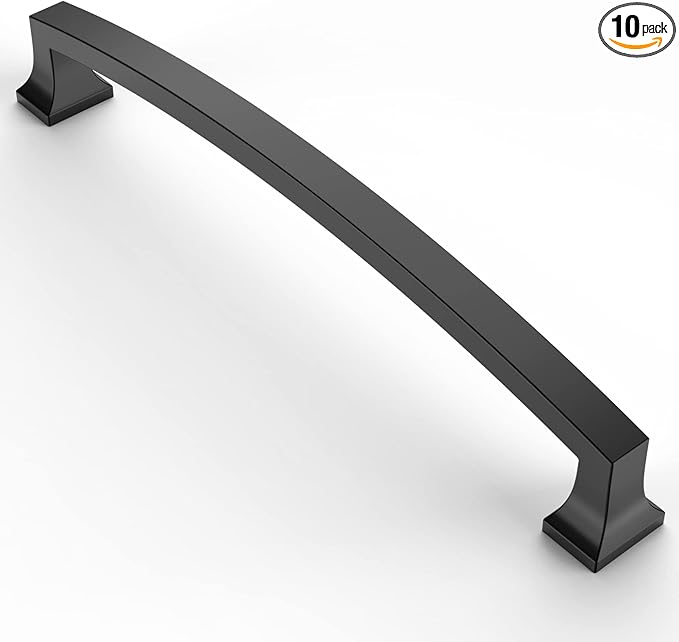 Asidrama 10 Pack 7 Inch(177mm) Hole Centers Kitchen Cabinet Handles, Matte Black Cabinet Pulls Kitchen Cabinet Hardware for Cupboard Drawer Pulls