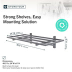 StoreYourBoard 2-Pack Heavy Duty Wall Shelves 2ft x 4ft – Wall-Mounted Garage Storage Shelving and Organization for Sheds, Closets, or Utility Rooms – Holds 200 lbs - Hammered Gray