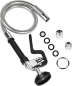 Pre Rinse Hose with Sprayer Valve, 38 Inch Commercial Dish Spray Hose with Spray Head for Commercial Restaurant Kitchen Faucet -Black