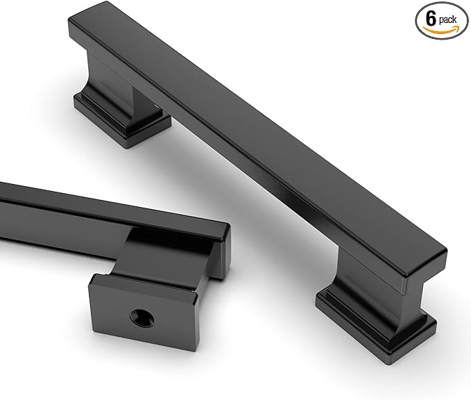 Asidrama 6 Pack 3.75 Inch(96mm) Matte Black Kitchen Cabinet Handles, Cabinet Pulls Kitchen Cabinet Hardware for Cupboard Drawer Pulls