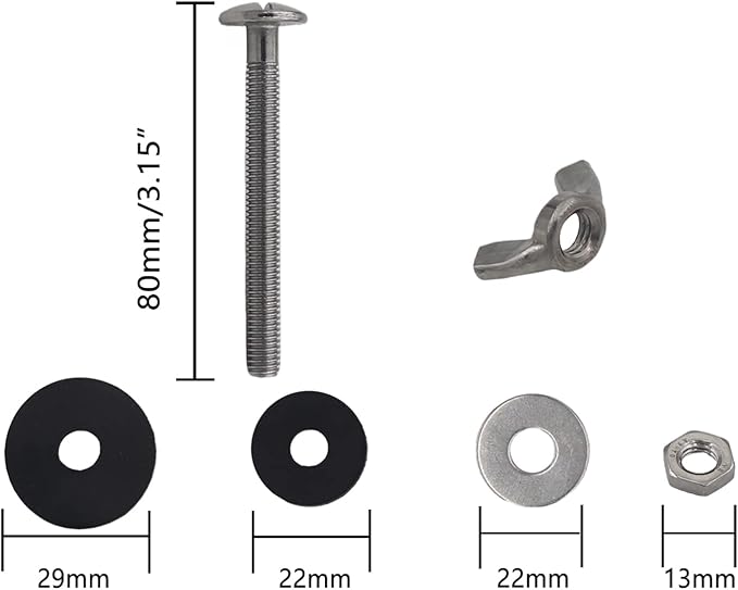 Universal Toilet Tank To Bowl Gasket， 2 Pcs Gasket and 4 Sets 5/16*3.15 inch Stainless Steel Heavy Duty Rustproof Bolt Hardware Kits,Fits Most 2-Inch 2.5-inch flush valve opening 2-Piece Toilet Tanks