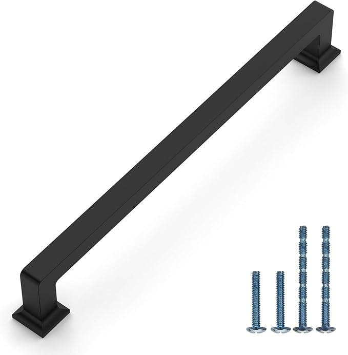 10 Pack 7.5"(192mm) Matte Black Cabinet Pulls Kitchen Cabinet Handles Drawer Pulls Cupboard Hardware for Cabinets CK0078