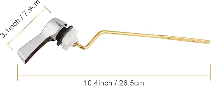 Hibbent Universal Metal Side Mount Toilet Handle Replacement Kit, Brass Toilet Flush Tank Lever with Stainless Steel Flapper Chains for Most Toilets, Chrome Finish