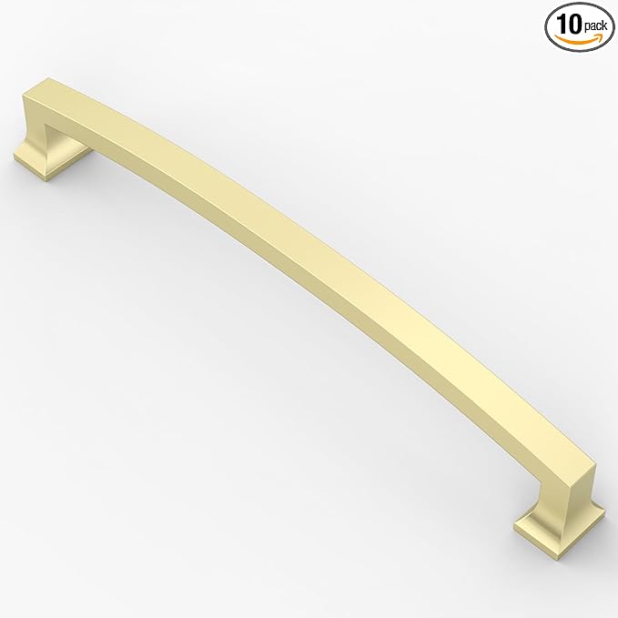 Asidrama 10 Pack 9 Inch(228mm) Brushed Brass Kitchen Cabinet Handles, Cabinet Pulls Kitchen Cabinet Hardware for Cupboard Drawer Pulls