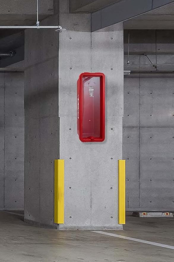 PRO&Family Fire Extinguisher Cabinet Fire Extinguisher Box Outdoor Fire Cabinet Mounted Fire Extinguisher Cabinet Fire Extinguisher Cover (1, Red with Pull-Panel, 5 lb)