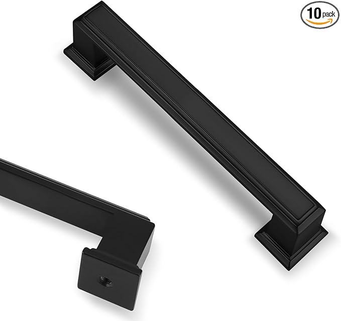 10 Pack 3.75 Inch(96mm) Hole Center Matte Black Modern Cabinet Pulls Kitchen Cabinet Handles Kitchen Cabinet Hardware Timeless Drawer Pulls for Dresser Cupboard Wardrobe, M-Black(3.75x10)