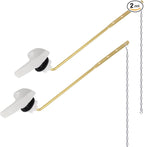 Universal Metal Front Mount Toilet Handle Replacement Kit Compatible with Kohler Toilet Tank Parts, 2Pack Toilet Flush Lever Handle with Flapper Chains, White