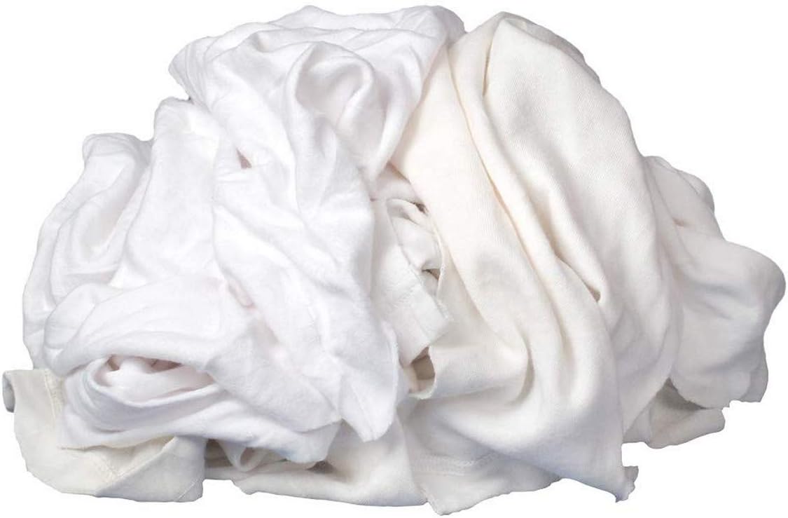 Buffalo Industries (10526) White Recycled T-Shirt Cloth Rags - 8 lb. box