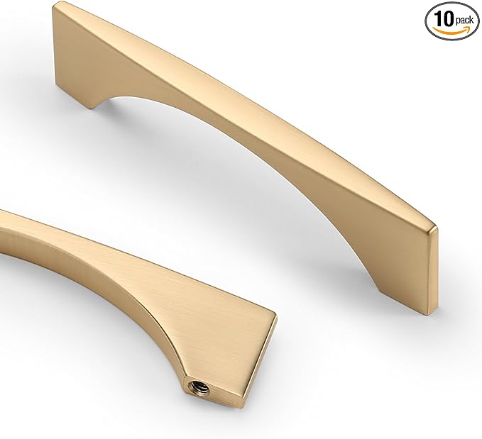 Asidrama 10 Pack 3.75 Inch(96mm) Brushed Brass Kitchen Cabinet Handles, Cabinet Pulls Kitchen Cabinet Hardware for Cupboard Drawer Pulls