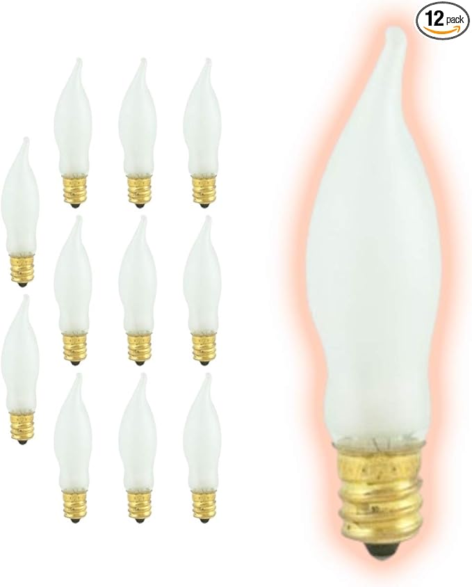 GoodBulb 7 Watt Flame Tip Candelabra Light Bulbs CA6 Frosted Finish E12 Base 2700K Soft White CFF Dimmable 7W 85 Lumens Decorative Chandelier Bulbs Incandescent 12 Pack
