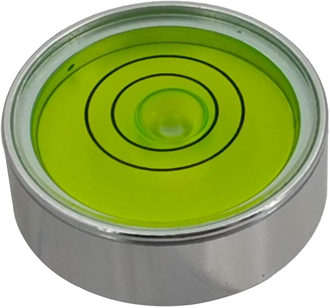 Mini Metal universal horizontal bubble water level balance bubble level round (25 * 10mm (Silver Green）)