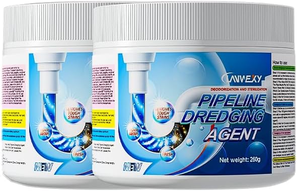 Lanwexy-sink drain hair clog remover cleaner、toilet unclogger heavy duty、bathroom shower pipeline dredging agent、unclog clogged drain、clogged【2 bottles】