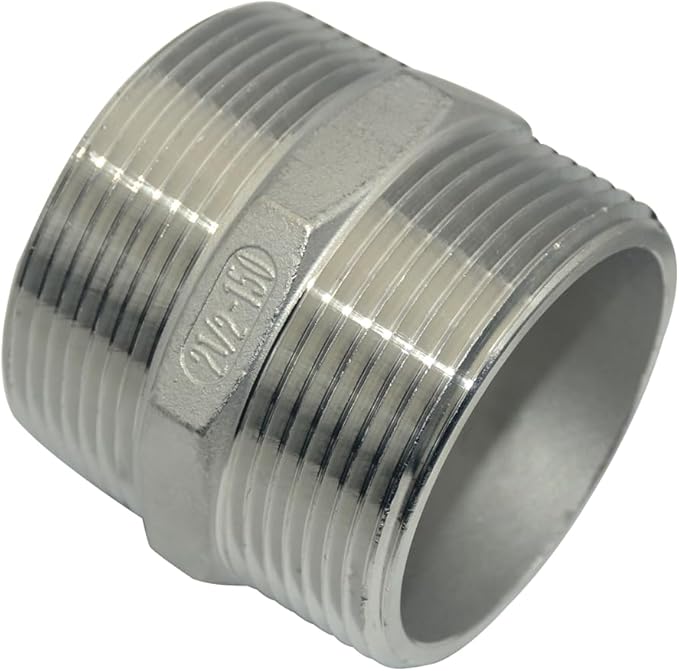1/8" ~3" NPT Male Threaded Hex Nipple,Stainless Steel 304 Quick Coupler Pipe Fitting (2.5")