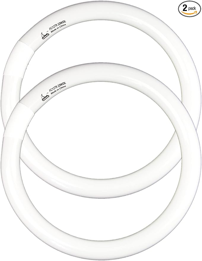 FC12T9 32 Watts Circline Light Bulbs Daylight, Circular 12 Inch T9 32W Round Fluorescent Bulb Replacement for Circle Ceiling Fixture Lamp, DL 6500K Tube, G10q 4 Pin Base, 2 Pack