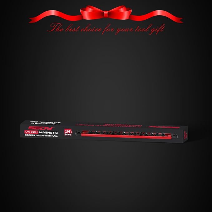 Magnetic Socket Holder Organizer Set: 1/4 Detachable Socket Trays Socket Organizer for Tool Box Drawer Holds 14-Piece Standard Size Sockets for Automotive Garage(Red)