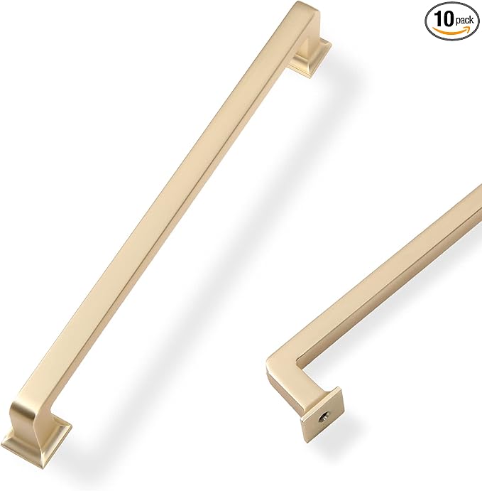 COTYKILEY 10 Pack 7 Inch(177mm) Brushed Brass Kitchen Cabinet Handles Gold Cabinet Pulls Cabinet Door Handles Kitchen Cabinet Hardware Cupboard Drawer Pulls Dresser Handles