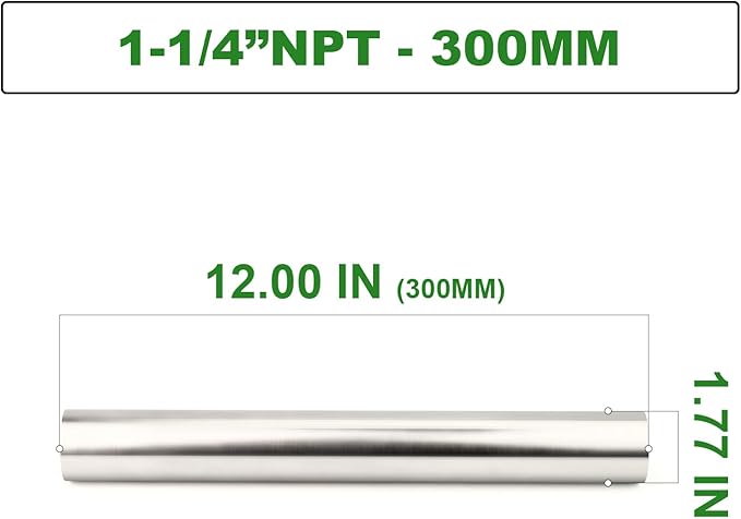 TAISHER 1PCS Stainless Steel Pipe Fittings, 1-1/4" NPT Female x 1-1/4" NPT Female Threaded, 12" Length Nipple Cast Pipe