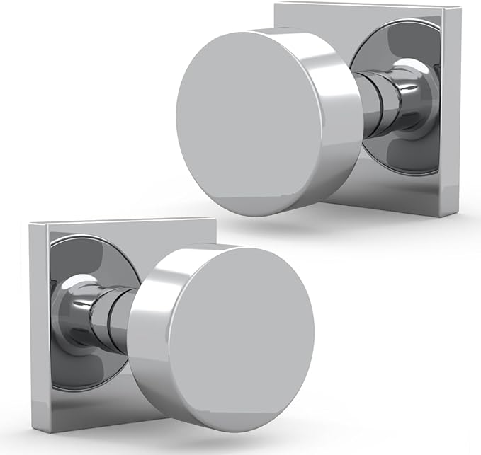 Mega Handles SUANA Dummy Door Knob for Hallway, Closet and Bathroom, Reversible Heavy Duty Design Door Knobs, Fits All Standard Door Sizes, Screws Included - Polished Chrome (2 Pack)