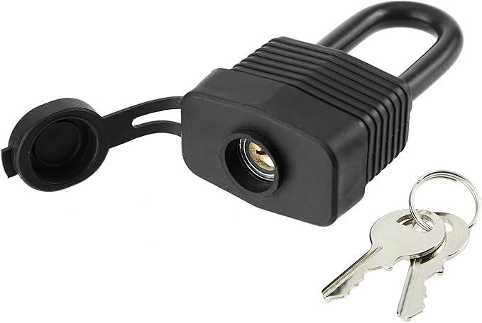 Waterproof Padlocks Keyed Alike for Outdoor use, Covered Heavy Duty Laminated Steel Lock, 1-9/16 Inch. Wide, Long Padlock, Pack of 6