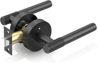 Amerdeco 1 Pack Matte Black Door Handles Interior,Knurled Privacy Door Handles with Lock,Heavy Duty Black Door Lever for Bedroom or Bathroom,Reversible Keyless for Left Right Handed Doors AM0027