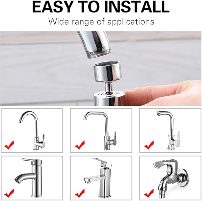 2 Pack Sink Faucet Aerator 360 Degree Swivel Kitchen Faucet Sprayer Attachment,Dual Water Flow Modes, 55/64 Inch-27UNS Female Thread,15/16 Inch-27UNS Male Thread Adapters