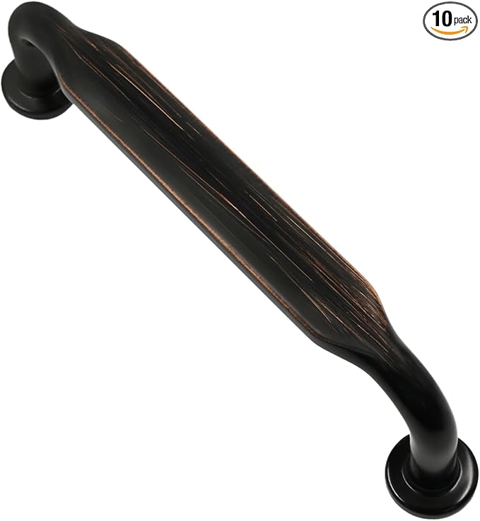 Alzassbg 10 Pack Oil Rubbed Bronze Cabinet Handles, 3-3/4 Inch(96mm) Hole Centers Arch Modern Cabinet Pulls Kitchen Cabinets Hardware for Cabinets and Drawers AL3503ORB