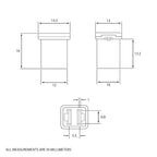 50 Amp J-Case Low Profile (Mini) Fuse 16mm for Pickup Trucks, Cars and SUVs (50A, 10 Pack)