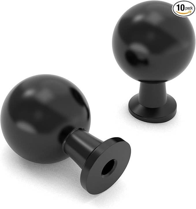 10 Pack 1-1/2 Inch Matte Black Cabinet Knobs Black Drawer Knobs Round Kitchen Cabinet Knobs Black Knobs for Cabinets Dresser Knobs Knobs for Dresser Drawers