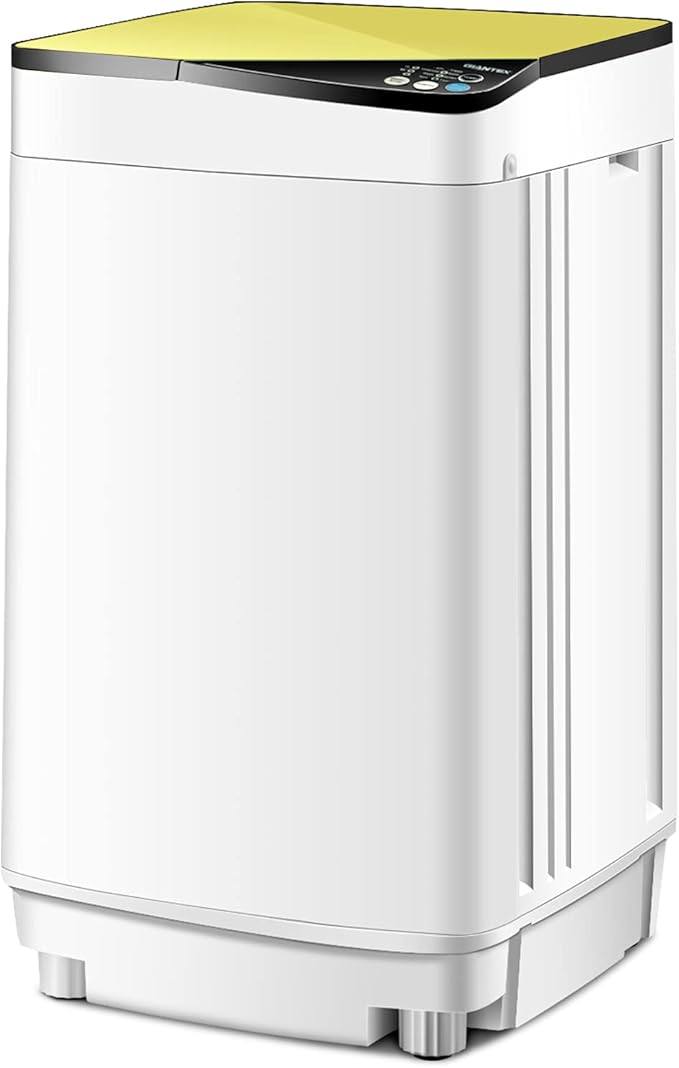 Portable Washing Machine, ARLIME Compact Mini Full-Automatic Laundry 2-In -1 Washer & Spin Dryer 7.7lbs Capacity W/Drainage Pump & Long Hose For Condo, Apartments, Dorms, RV’s Camping Living (Yellow)