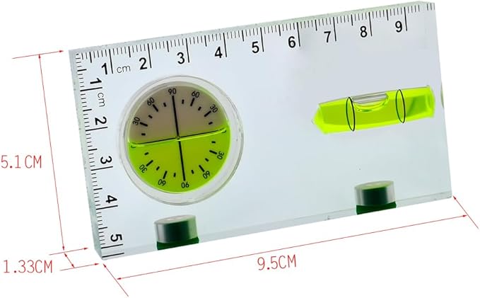Transparent Rectangular high-Precision T-Shaped Level Integrated Small Household Magnetic Water Level (green, Angle 95 * 51 * 13mm)