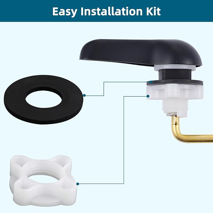Hygie Rinse Metal Toilet Handle Replacement Kit Universal Front Mount Fit, Toilet Lever Compatible with American Standard/Glacier Bay/Gerber, Toilet Flush Handle with Flapper Chain, Matte Black