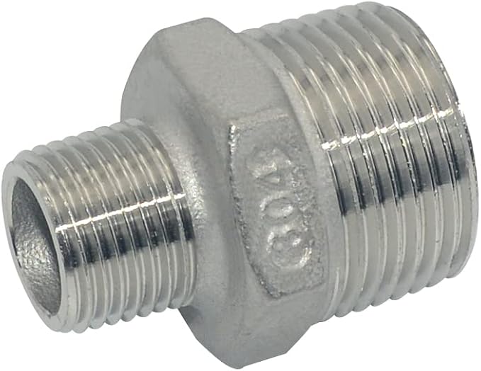 1" x 1/2" Male Threaded Reducing Nipple Fitting/Adapter,Stainless Steel SS304 NPT Pipe Hex Reducer