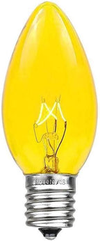 Novelty Lights Incandescent Christmas Replacement Bulbs - Indoor/Outdoor Individual Bulbs for Christmas Tree, Display, & More - C9/E17 Intermediate Base, 7 Watt Lights (Yellow, 25 Pack)
